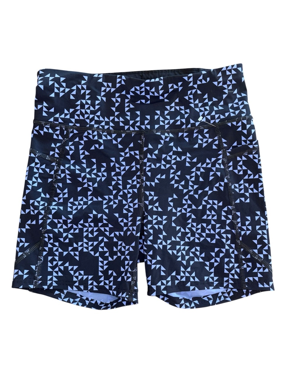 Sweaty Betty Zero Gravity Shorts - blue triangle print 7/8 Length